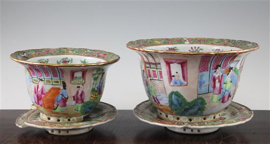 Two Chinese Canton-decorated flower pots, 19th century(-)